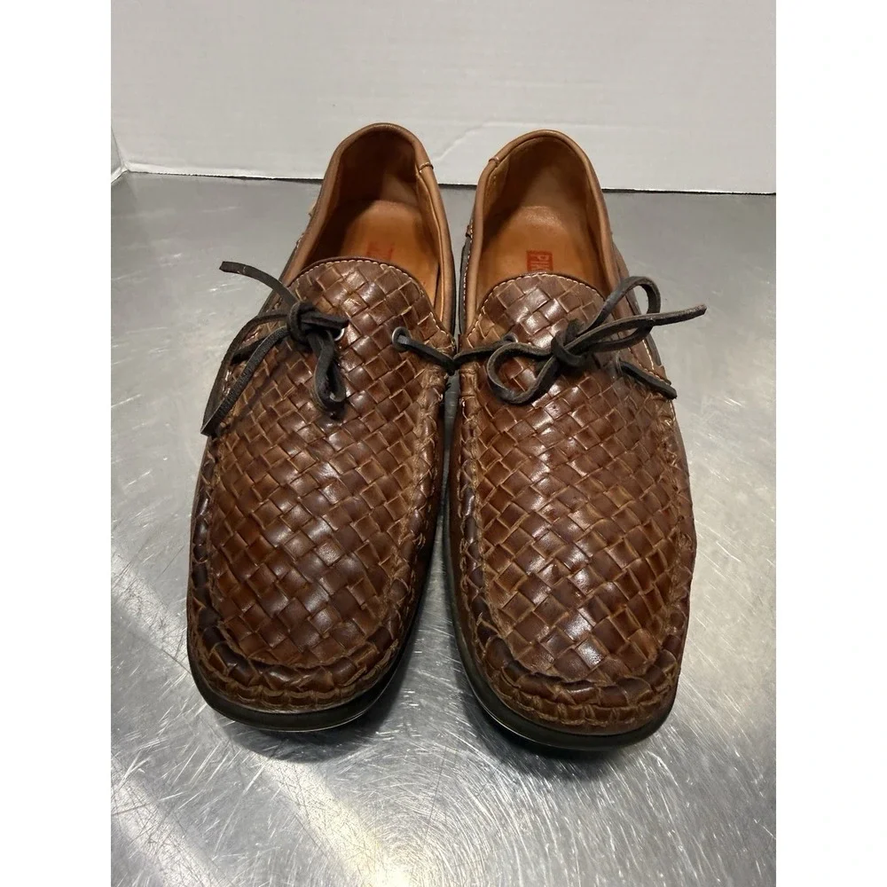 Pikolinos Men's Woven Leather Driving Loafers Brown EU 44 US 11 Moc Toe Spain